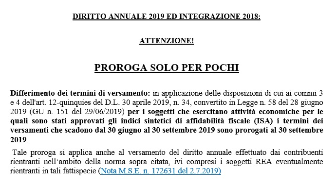 Calcolo integrazione diritto camerale 2018